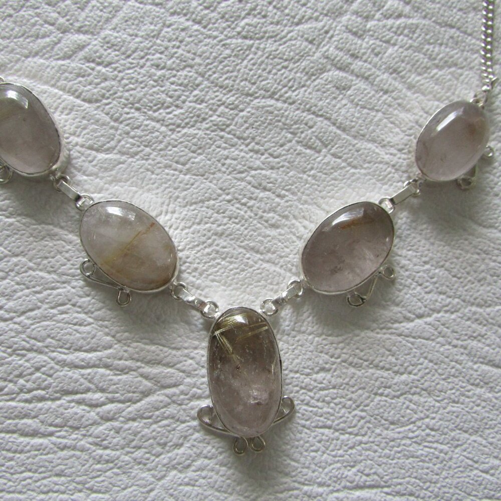 Grey Rutilated Quartz Necklace - NEW - Picture 6 of 8